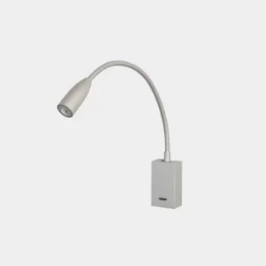 image of Bed Rectangular LED Reading Light Adjustable Arm Satin Nickel IP20 2.2W 3000K