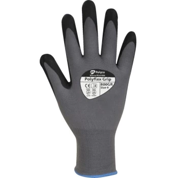 Image of 8011GR PolyFlex Grip Grey Gloves Size 11 - Polyco
