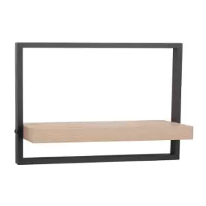 image of Nova Framed Floating Shelf Kit - Oak Effect Shelf With Black Frame