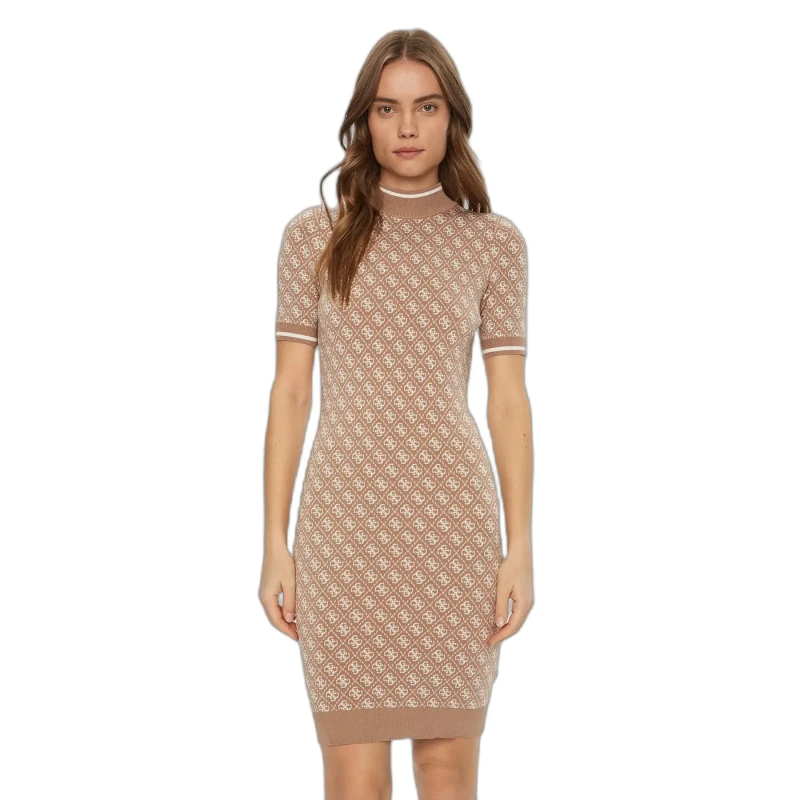 Image of Guess Womens sweater dress Guess Lise 4G Logo Beige Female 2XL