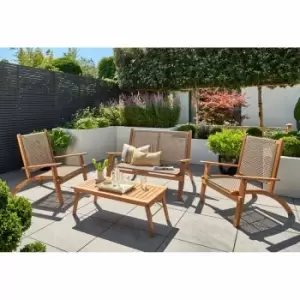 image of Norfolk Leisure Walden 4 Seater Folding Outdoor Lounge Set - Brown