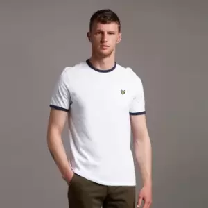 Image of Mens Ringer T-Shirt - White/Navy - XXL