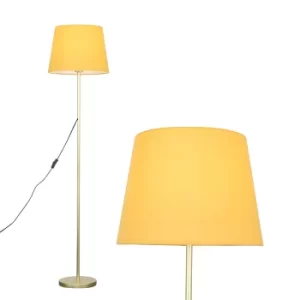 image of Charlie Gold Floor Lamp with Mustard Aspen Shade