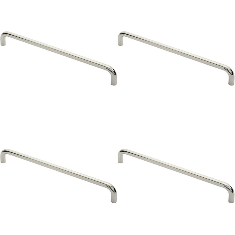Image of Loops 4x Round D Bar Pull Handle 469 x 19mm 450mm Fixing Centres Bright Steel Metallics unisex