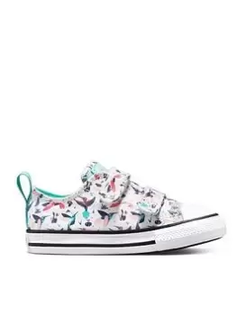 Image of Converse Chuck Taylor All Star 2v Happy Hummingbirds Toddler Ox Trainers, White/Blue, Size 5
