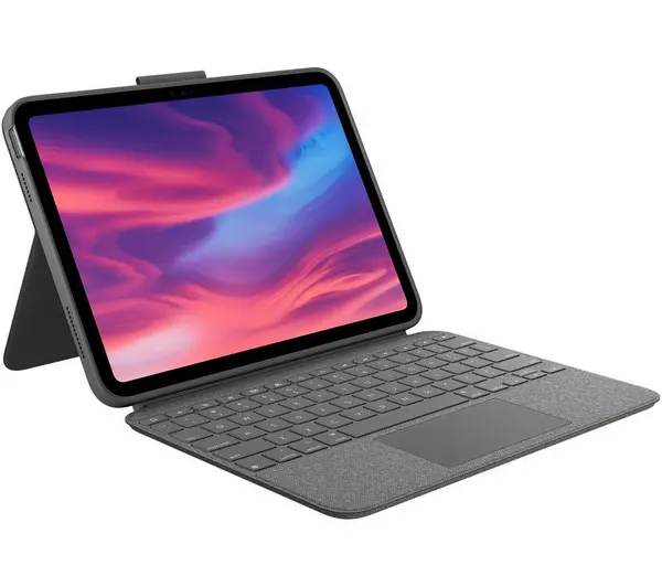 image of Logitech Combo Touch 10.9 iPad Keyboard Folio - Grey, Silver/Grey