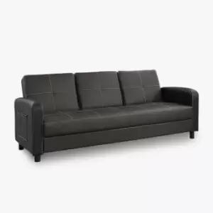 Image of Tampa Faux Leather Sofa Bed With Constrast Stitching and Pulldown Cupholder
