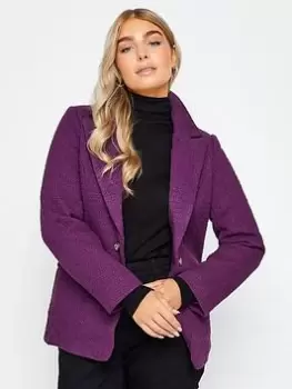 image of M&Co Purple Boucle Blazer, Purple, Size 10, Women