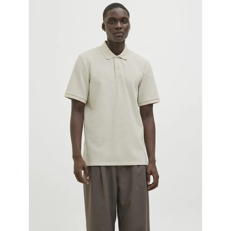 Image of jack & jones Austin Short Sleeve Polo Shirt Cream Polyester XXL