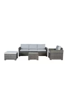 image of Marbella Five Seater Rattan Outdoor Garden Corner Lounge Set with Armchair and Table