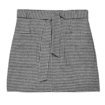 image of Jack Wills Pilley Tie Waisted Mini Skirt With Wool - Dogtooth