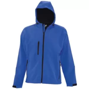 Image of SOLS Mens Replay Hooded Soft Shell Jacket (Breathable, Windproof And Water Resistant) (L) (Royal Blue)
