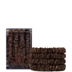 image of Slip Pure Silk Skinny Scrunchies (Various Colours) - Dark Brown