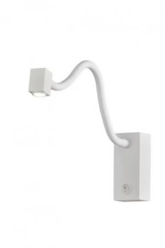 Image of Wall Lamp , Reader 1L 3W LED Square Head Spot, 3000K, 135lm, Round Base Matt White