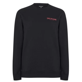 image of True Religion Pullover Arch Logo Sweatshirt - Black