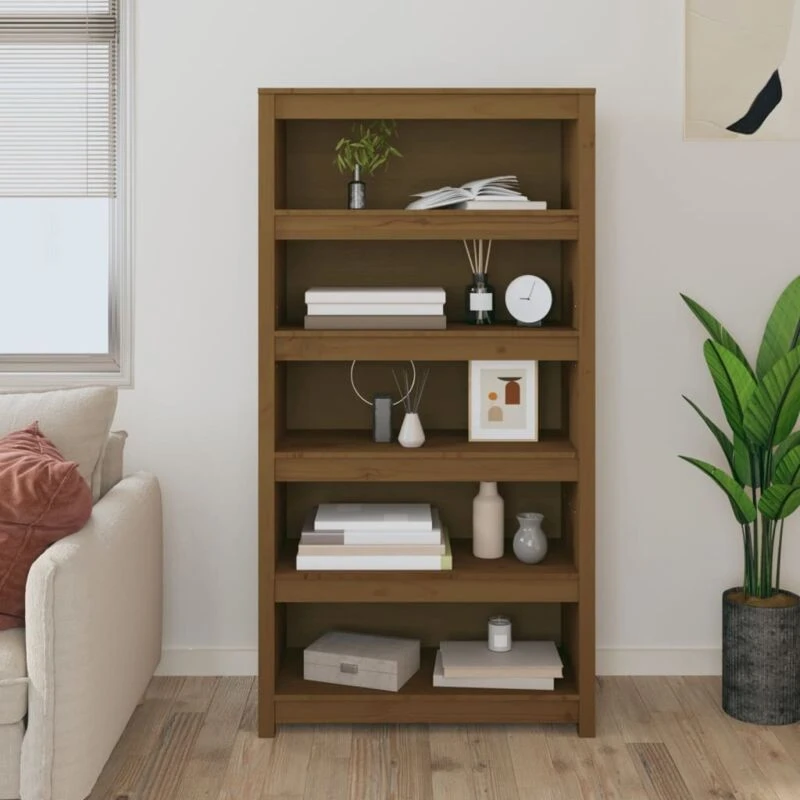 Image of Vidaxl Book Cabinet Honey Brown 80X35X154cm Solid Wood Pine, Brown 821692