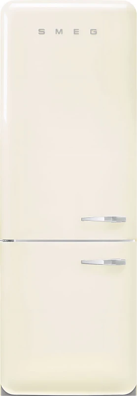 Image of Smeg 50s Style Retro Left Hand Hinge FAB38LCR6 205cm Frost Free Fridge Freezer - Cream - D Rated