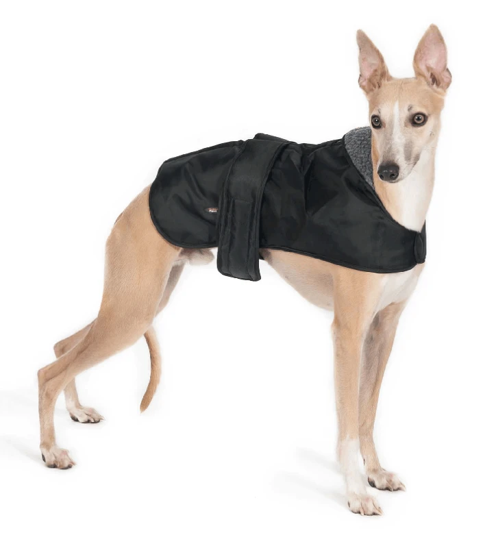 Image of Ancol Black Protective Adjustable Warm Fleece Lined 53cm Whippet Dog Coat Black