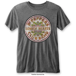Image of The Beatles - Sgt Pepper Drum Unisex Large T-Shirt - Grey