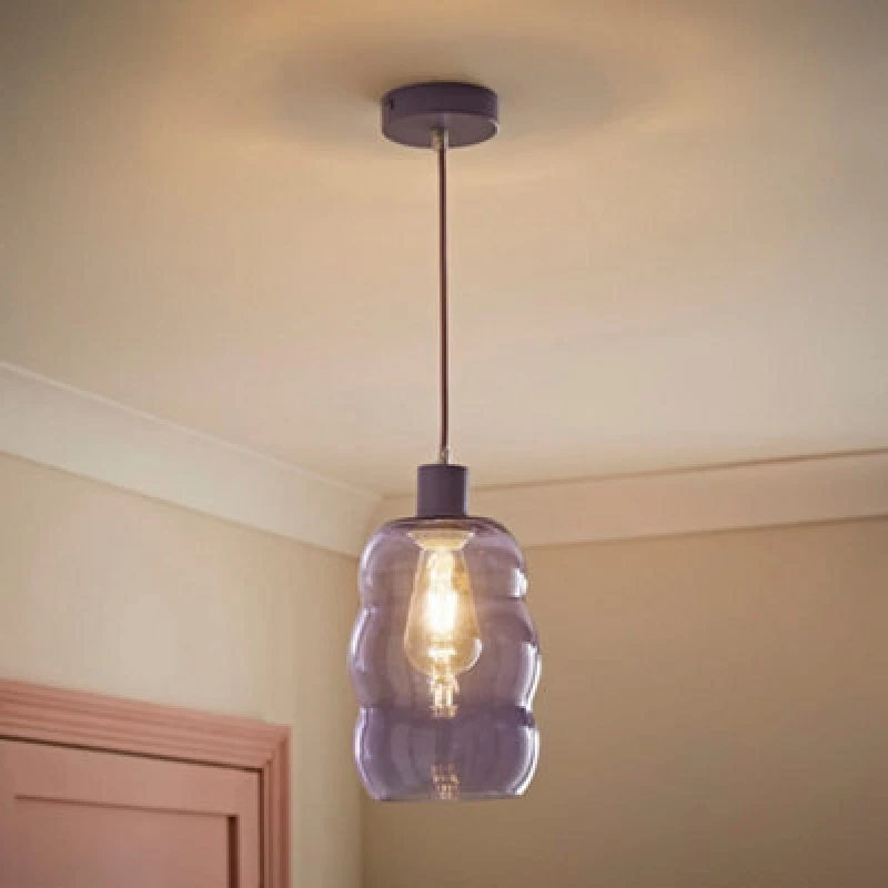 Image of ValueLights ValueLights Lolly Lilac Glass Bubble Pendant Ceiling Light Lilac One Size Unisex 5016529274797