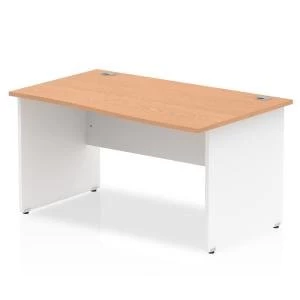 image of Trexus Desk Wave Right Hand Panel End 1400x800mm Oak Top White Panels