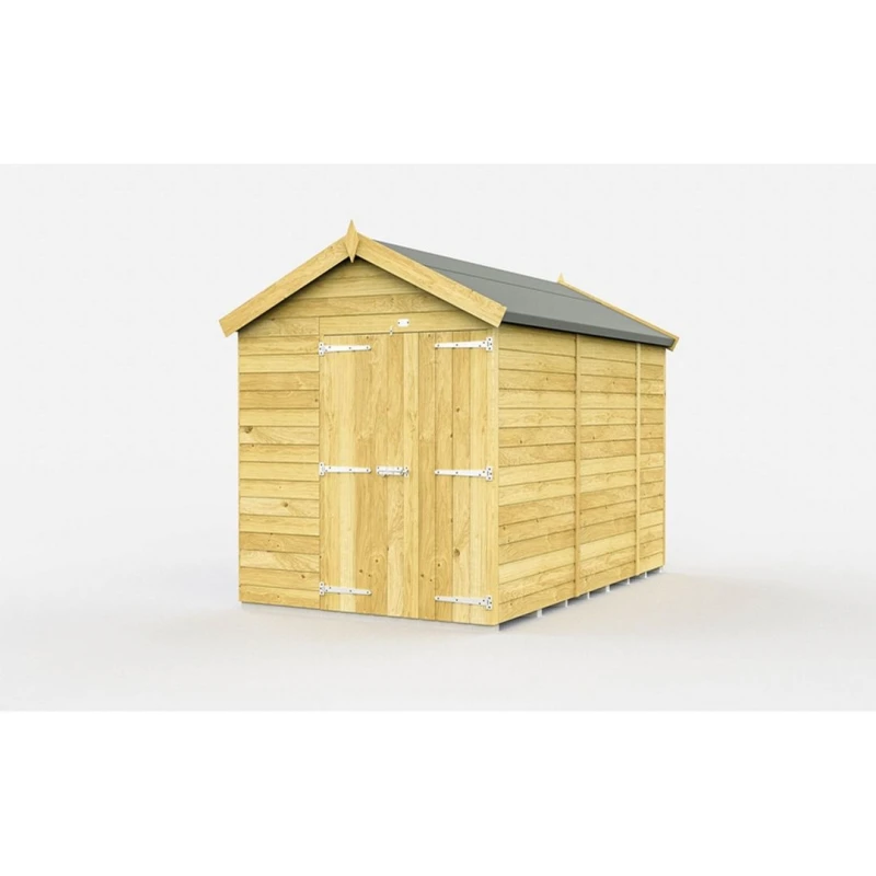 Image of Buttercup Farm 6 x 9 Feet Apex Shed - Double Door W/O Windows - L272 x W175 x H217cm in Brown Brown Unisex