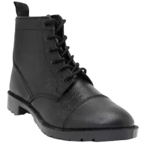 Image of Grafters Mens 6 Eye Grain Leather Cadet Boots (10 UK) (Black)