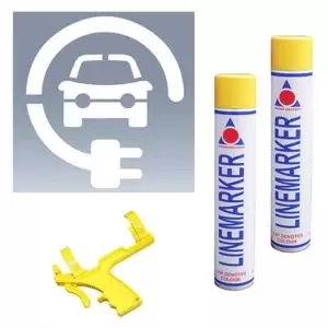 image of Electric Vehicle Charging Stencil - H.600 W.600 - Kit 2 - 2x Yellow