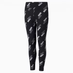Image of PUMA Power Youth Leggings, Black/AOP, size X Small, Clothing