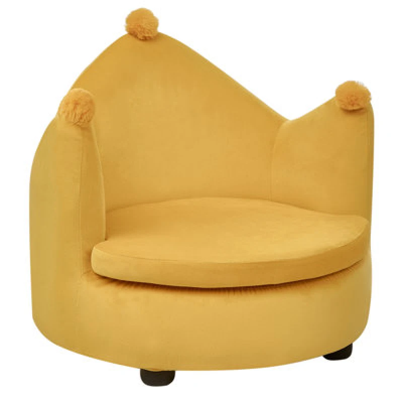 Image of Beliani Kids Chair Crown Vega Velvet Yellow