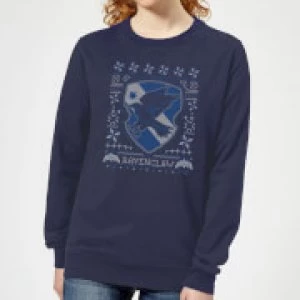 Image of Harry Potter Ravenclaw Crest Womens Christmas Sweatshirt - Navy - XL
