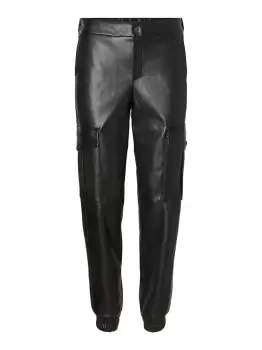 image of NOISY MAY Coated Trousers Women Black