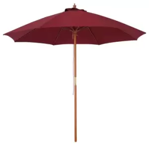 image of Outsunny 2.5M Wooden Garden Parasol Outdoor Umbrella Canopy With Vent - Red