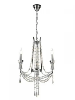 Image of Ceiling Chandelier Pendant 3 Light E14 Polished Chrome, Crystal