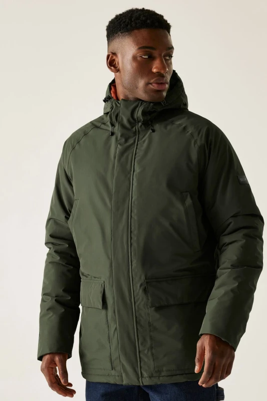 Image of Regatta Mens Savon Hooded Waterproof Breathable Insulated Jacket in Green Size: Large Green Male L