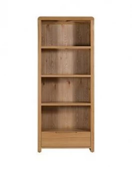 image of Julian Bowen Newman Curve Ready Assembled Solid Oak And Oak Veneer Bookcase