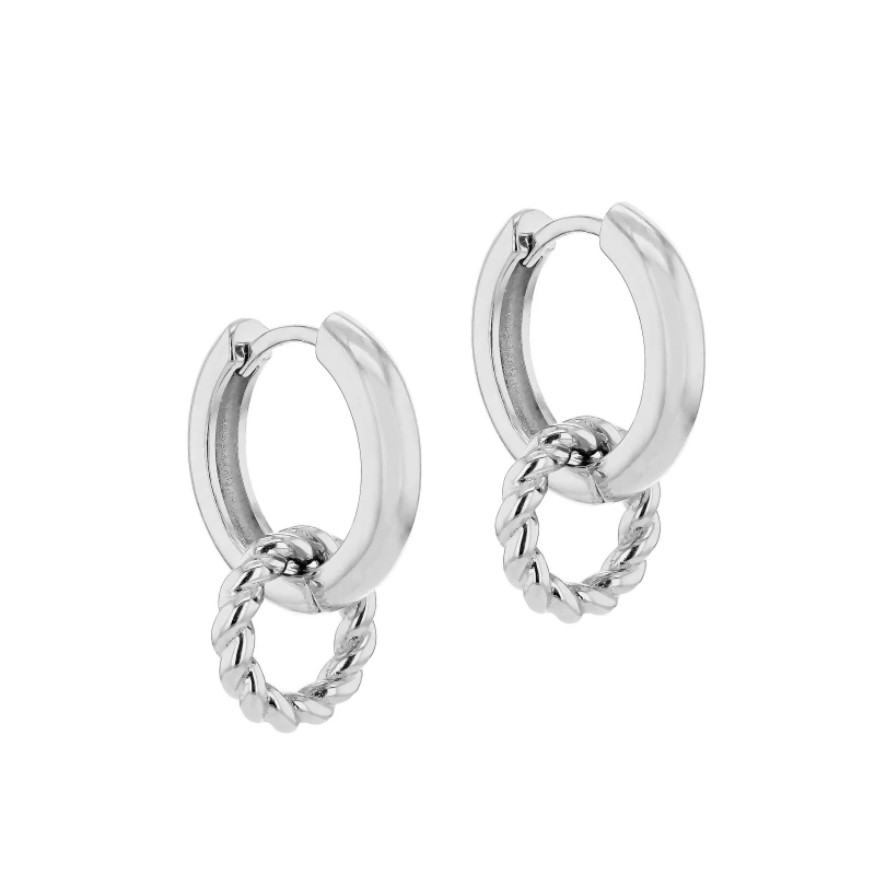 Image of Be You Sterling Silver Twisted Ring Hoop Earrings Sterling Silver female One Size