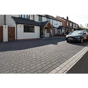 image of Marshalls Argent Priora Textured Block Mixed Size Paving Driveway Pack Dark Silver 8.06 m2