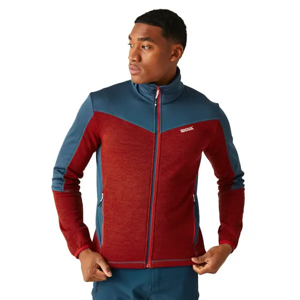 image of Regatta Mens Highton IV Full Zip Fleece Jacket L - Chest 41-42' (104-106.5cm) Danger Red/Moonlight Denim RMA571-PWE-L