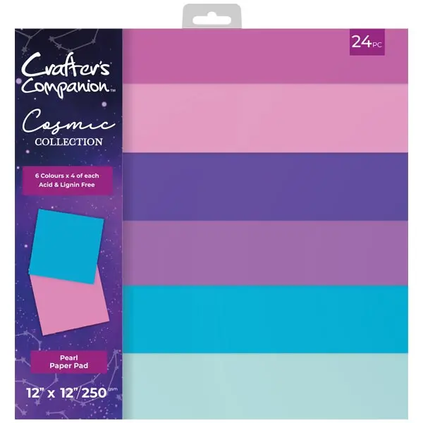 Image of Crafter's Companion 12 x 12" Pearl Paper Card Pad Cosmic 250gsm 24 Sheets