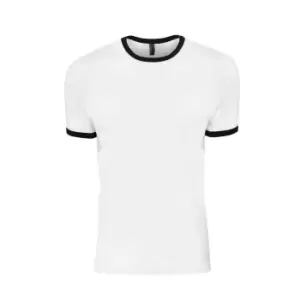 image of Next Level Adults Unisex Cotton Ringer T-Shirt (M) (White/Black)