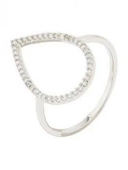 Image of Accessorize Z Pl Sparkle Pear Open Work Ring - Silver, Size S, Women