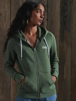 Image of Superdry Orange Label Zip Hoodie, Khaki, Size 8, Women