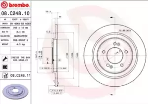 Image of BREMBO Brake disc HYUNDAI 08.C248.11 584113Z700 Brake rotor,Brake discs,Brake rotors