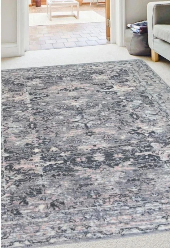 Image of THE RUGS Maestro Collection Vintage Design Rug in Grey & Pink 3118 GB22 Size: 200cm x 290cm Pink Unisex 200cm x 290 cm