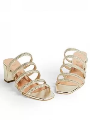 image of Ted Baker Woven Multi Strap Mule Sandal, Gold, Size 38, Women