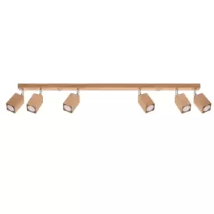 Image of Keke Oak Square Ceiling Spotlight Bar Wood, 6x GU10