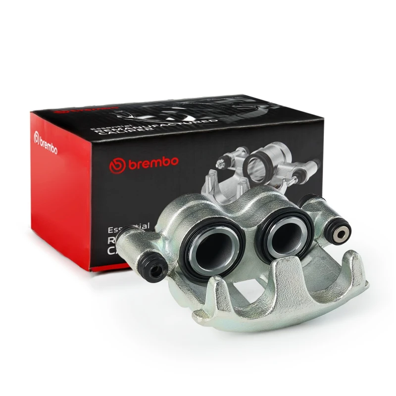 Image of BREMBO F 61 185 Brake caliper ESSENTIAL LINE Front Axle Right Grey Cast Iron Brake Caliper (78)