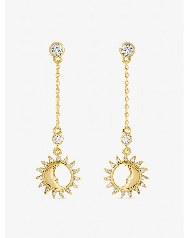 Image of Inicio Gold Plated Mother of Pearl Sun Earrings Gold - Inicio Gold Female LF74801