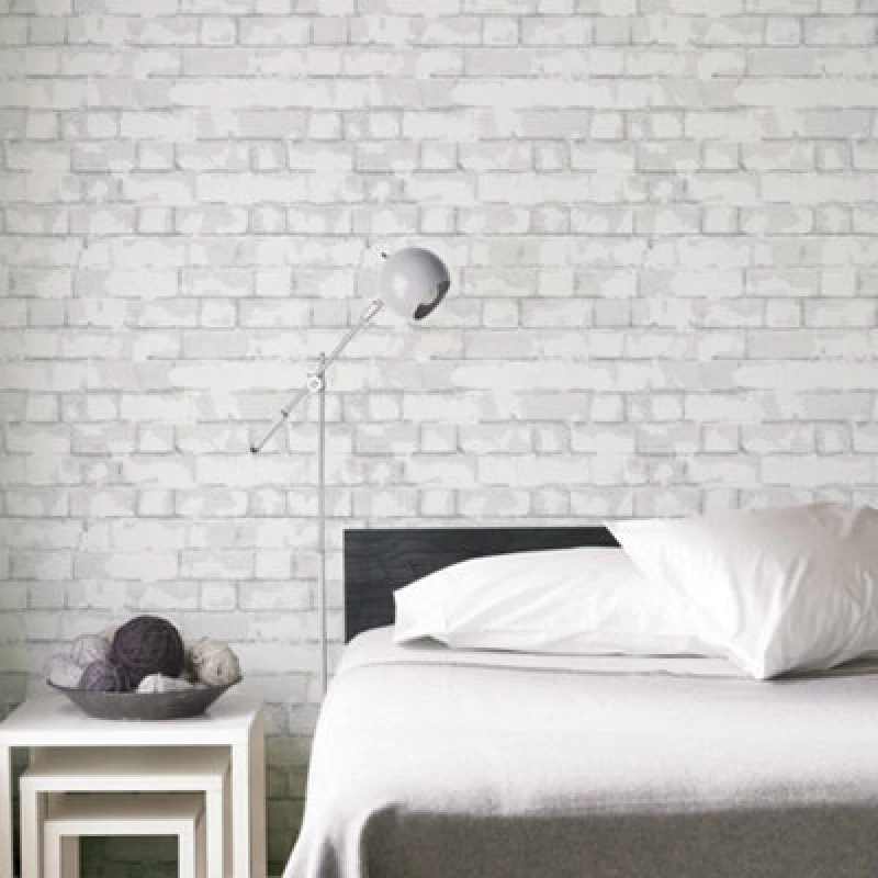 Image of Galerie Nostalgie Silver Grey Brick Wall Smooth Wallpaper